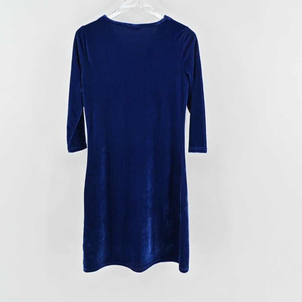 Vtg Y2k Blue Velvet Dress Womens Size 38 Cowl Neck Velour Whimsigoth Holiday - Picture 3 of 14